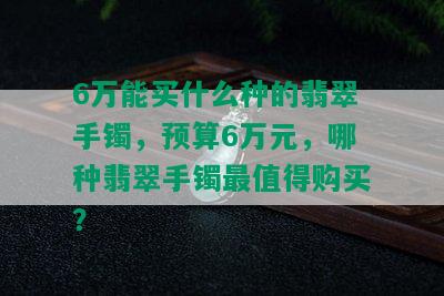 6万能买什么种的翡翠手镯，预算6万元，哪种翡翠手镯最值得购买？