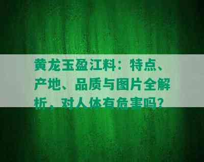 黄龙玉盈江料：特点、产地、品质与图片全解析，对人体有危害吗？