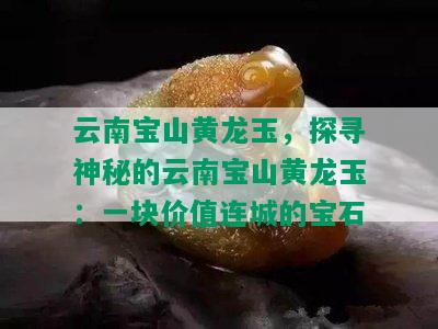 云南宝山黄龙玉，探寻神秘的云南宝山黄龙玉：一块价值连城的宝石