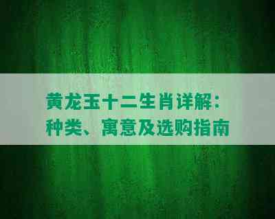 黄龙玉十二生肖详解：种类、寓意及选购指南