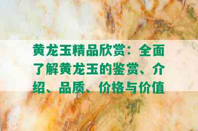 黄龙玉精品欣赏：全面了解黄龙玉的鉴赏、介绍、品质、价格与价值