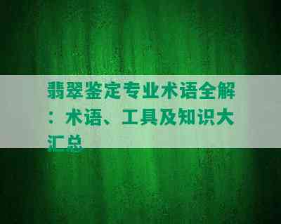 翡翠鉴定专业术语全解：术语、工具及知识大汇总