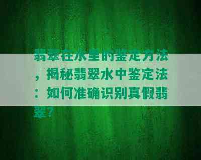 翡翠在水里的鉴定方法，揭秘翡翠水中鉴定法：如何准确识别真假翡翠？