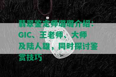 翡翠鉴定师璐璐介绍：GIC、王老师、大师及陆人雄，同时探讨鉴赏技巧