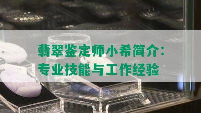 翡翠鉴定师小希简介：专业技能与工作经验