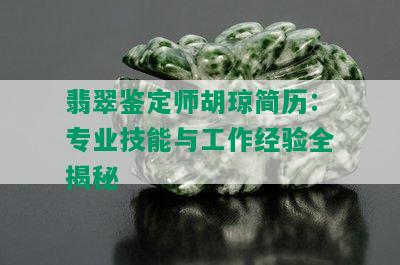 翡翠鉴定师胡琼简历：专业技能与工作经验全揭秘