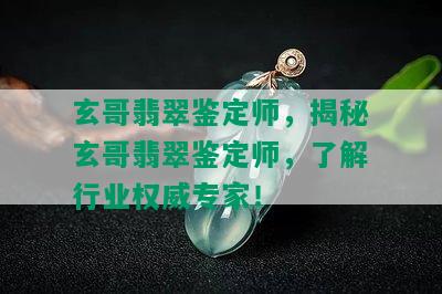 玄哥翡翠鉴定师，揭秘玄哥翡翠鉴定师，了解行业权威专家！