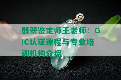 翡翠鉴定师王老师：GIC认证课程与专业培训机构介绍