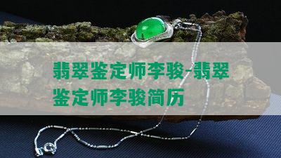 翡翠鉴定师李骏-翡翠鉴定师李骏简历