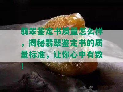 翡翠鉴定书质量怎么样，揭秘翡翠鉴定书的质量标准，让你心中有数！