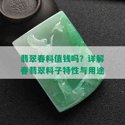 翡翠春料值钱吗？详解春翡翠料子特性与用途