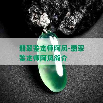 翡翠鉴定师阿凤-翡翠鉴定师阿凤简介