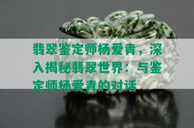 翡翠鉴定师杨爱青，深入揭秘翡翠世界：与鉴定师杨爱青的对话