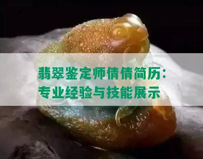 翡翠鉴定师倩倩简历：专业经验与技能展示