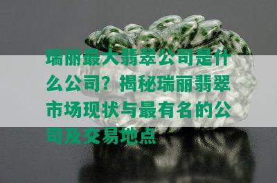 瑞丽更大翡翠公司是什么公司？揭秘瑞丽翡翠市场现状与最有名的公司及交易地点