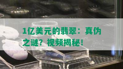 1亿美元的翡翠：真伪之谜？视频揭秘！