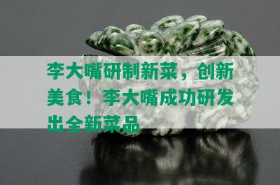 李大嘴研制新菜，创新美食！李大嘴成功研发出全新菜品