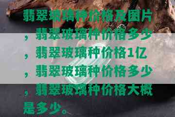 翡翠玻璃种价格及图片，翡翠玻璃种价格多少，翡翠玻璃种价格1亿，翡翠玻璃种价格多少，翡翠玻璃种价格大概是多少。