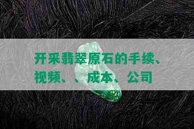 开采翡翠原石的手续、视频、、成本、公司