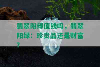 翡翠阳绿值钱吗，翡翠阳绿：珍贵品还是财富？