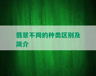 翡翠不同的种类区别及简介