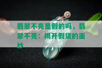 翡翠不亮是假的吗，翡翠不亮：揭开假货的面纱