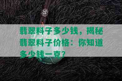 翡翠料子多少钱，揭秘翡翠料子价格：你知道多少钱一克？