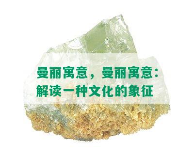 曼丽寓意，曼丽寓意：解读一种文化的象征