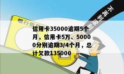 信用卡35000逾期5个月，信用卡5万、50000分别逾期3/4个月，总计欠款135000