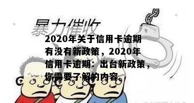 2020年关于信用卡逾期有没有新政策，2020年信用卡逾期：出台新政策，你需要了解的内容