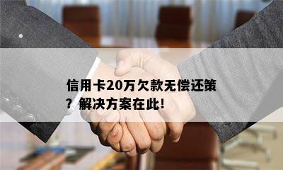 信用卡20万欠款无偿还策？解决方案在此！