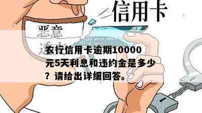 农行信用卡逾期10000元5天利息和违约金是多少？请给出详细回答。