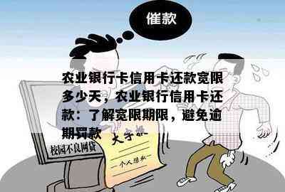 农业银行卡信用卡还款宽限多少天，农业银行信用卡还款：了解宽限期限，避免逾期罚款