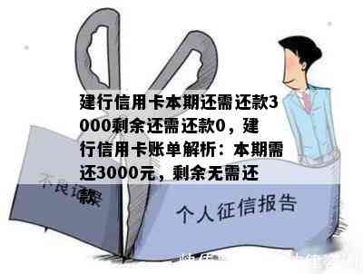 建行信用卡本期还需还款3000剩余还需还款0，建行信用卡账单解析：本期需还3000元，剩余无需还款