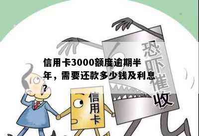 信用卡3000额度逾期半年，需要还款多少钱及利息？