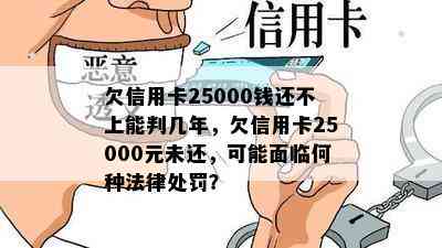 欠信用卡25000钱还不上能判几年，欠信用卡25000元未还，可能面临何种法律处罚？