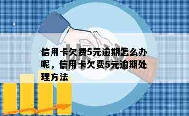 信用卡欠费5元逾期怎么办呢，信用卡欠费5元逾期处理方法