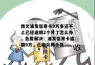 我欠浦发信用卡9万多还不上已经逾期2个月了怎么办，急需解决：浦发信用卡逾期9万，已拖欠两个月