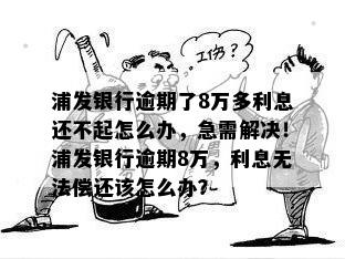 浦发银行逾期了8万多利息还不起怎么办，急需解决！浦发银行逾期8万，利息无法偿还该怎么办？