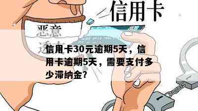 信用卡30元逾期5天，信用卡逾期5天，需要支付多少滞纳金？