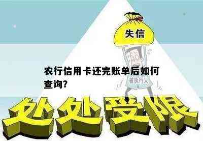 农行信用卡还完账单后如何查询？