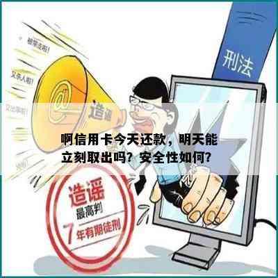 啊信用卡今天还款，明天能立刻取出吗？安全性如何？