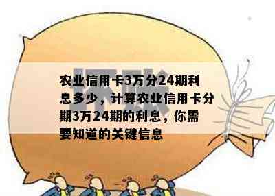 农业信用卡3万分24期利息多少，计算农业信用卡分期3万24期的利息，你需要知道的关键信息