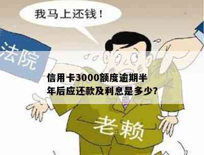 信用卡3000额度逾期半年后应还款及利息是多少？