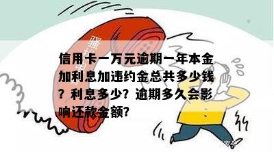 信用卡一万元逾期一年本金加利息加违约金总共多少钱？利息多少？逾期多久会影响还款金额？