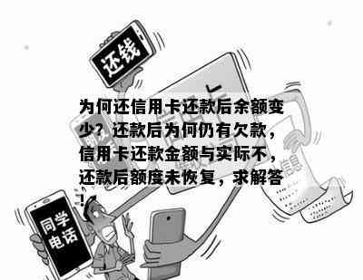 为何还信用卡还款后余额变少？还款后为何仍有欠款，信用卡还款金额与实际不，还款后额度未恢复，求解答！