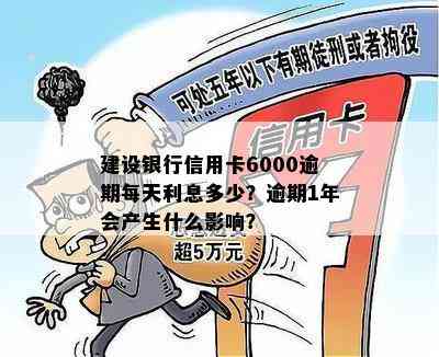 建设银行信用卡6000逾期每天利息多少？逾期1年会产生什么影响？