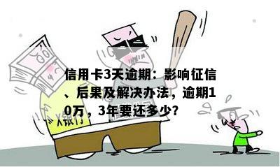 信用卡3天逾期：影响、后果及解决办法，逾期10万，3年要还多少？