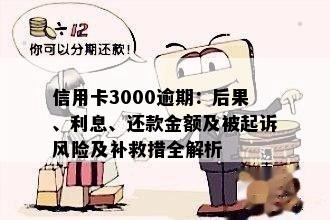 信用卡3000逾期：后果、利息、还款金额及被起诉风险及补救措全解析