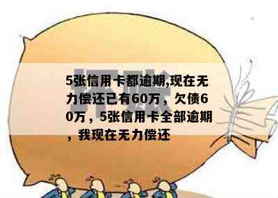 5张信用卡都逾期,现在无力偿还已有60万，欠债60万，5张信用卡全部逾期，我现在无力偿还